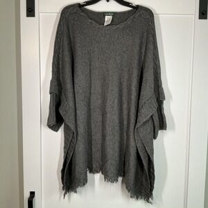 Ralph Lauren Women's Gray Cable Soft Sweater Cape Poncho Sweater OSFA Old Money